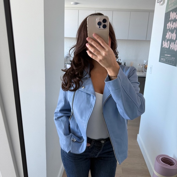 Blue leather jacket - Picture 1 of 3